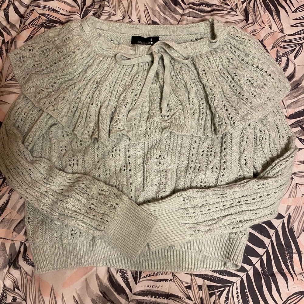 Mint Green Ruffled Women's Sweater